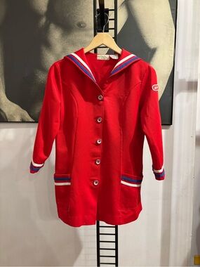 Vintage Uniform from A and P Grocery Store Red Sailor Ladies Jacket 1970s